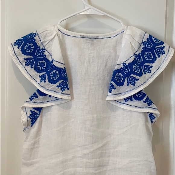 Jcrew embroidered linen flounce top xs - Picture 7 of 7